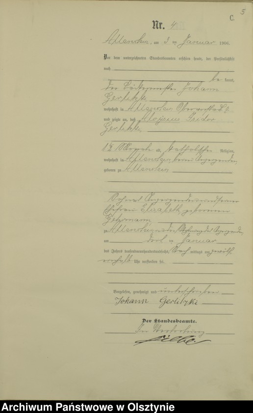image.from.unit.number "Sterbe-Haupt-Register Tom I, Nr 1-397"