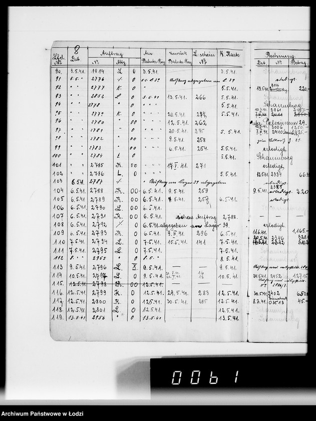 Obraz 13 z jednostki "Aufträge für die Abteilungen "Kurschnerei", "Polsterei", "Sattlerei", "Lederwarenabteilung""