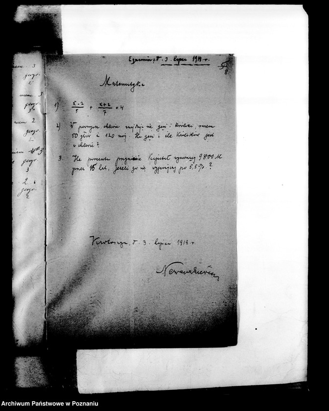 Obraz 11 z jednostki "Protokoły z egzaminu dojrzałości dla aspirantów oficerskich"