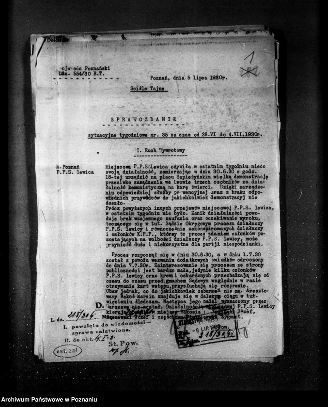 Obraz 5 z jednostki "Sprawozdania sytuacyjne tygodniowe za czas od 28 czerwca do 1 sierpnia 1930 r /nr 35-39/"