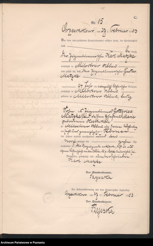 Obraz 18 z jednostki "Sterbe-Neben-Register"