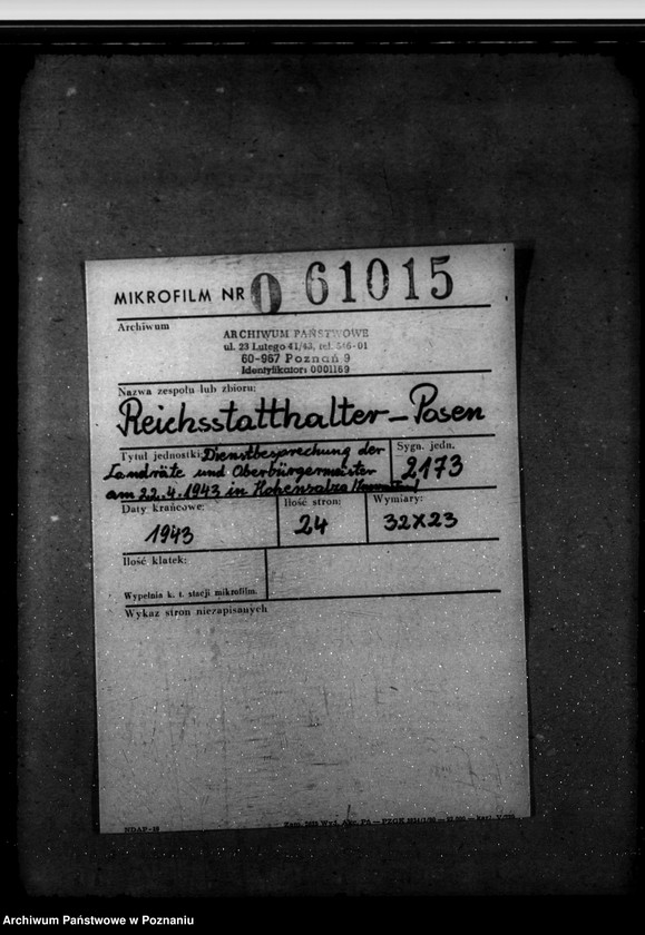 Obraz 2 z jednostki "Dienstbesprechung der Landräte und Oberbürgermeister am 22.4.1943 in Hohensalza - Inowrocław"