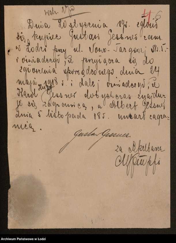 Obraz 8 z jednostki "Gustaw Gessner Sukcesorowie- wykańczalnia i farbiarnia"