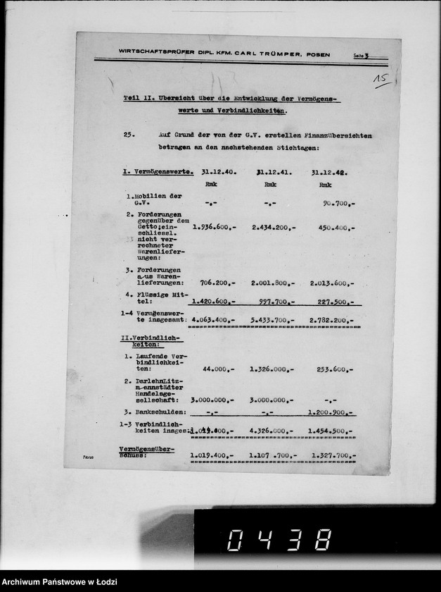 Obraz 19 z jednostki "Bericht über die Prüfung bei der Gettoverwaltung-Litzmannstadt."