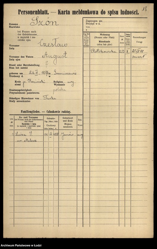 Obraz 20 z jednostki "[Spis ludności Łodzi] Szen-Szenfeld"