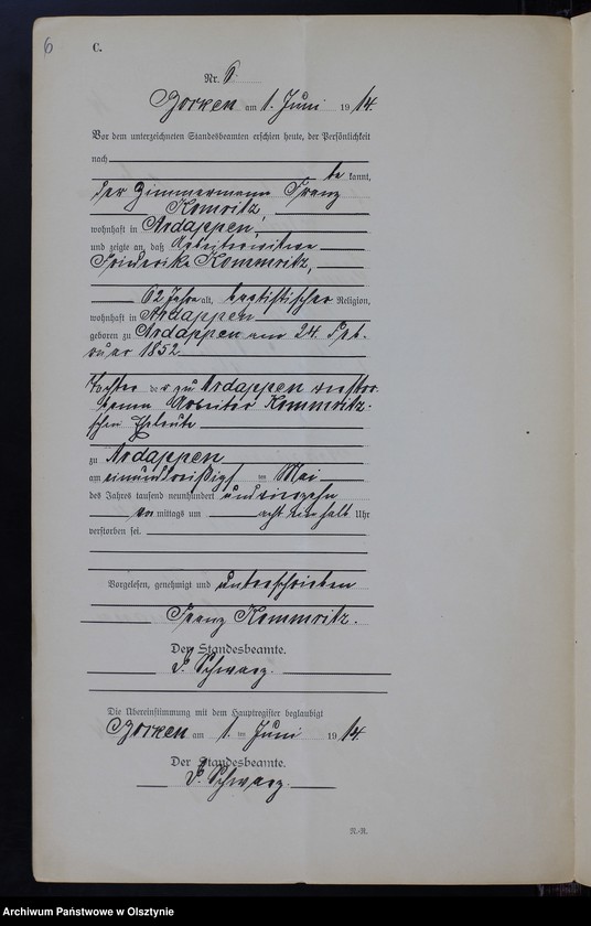image.from.unit.number "Sterbe-Neben-Register Nr 1 - 19 [ Księga zgonów - wtóropis ]"