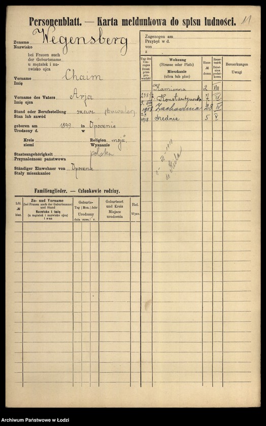 Obraz 13 z jednostki "[Spis ludności Łodzi] Wedrych - Welk"