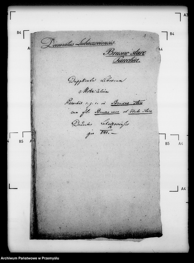 Obraz 5 z jednostki "[Kopie ksiąg metrykalnych parafii Brusno Stare z filiami Brusno Nowe, Huta Stara (dekanat Cieszanów)]"