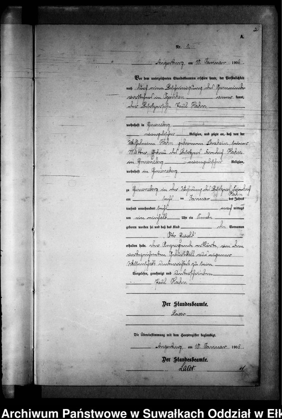 image.from.unit.number "Geburts-Neben-Register des Preussischen Standes-Amtes Gr. Strengeln Kreis Angerburg"