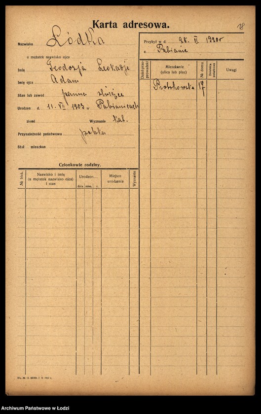Obraz 20 z jednostki "[Spis ludności Łodzi] Luda - Łukańska"