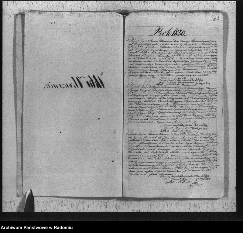 image.from.unit "Duplikat. Akta urodzeń, zaślubień, śmierci wyznań niechrześcijańskich w parafii Kazanów 1830 r."
