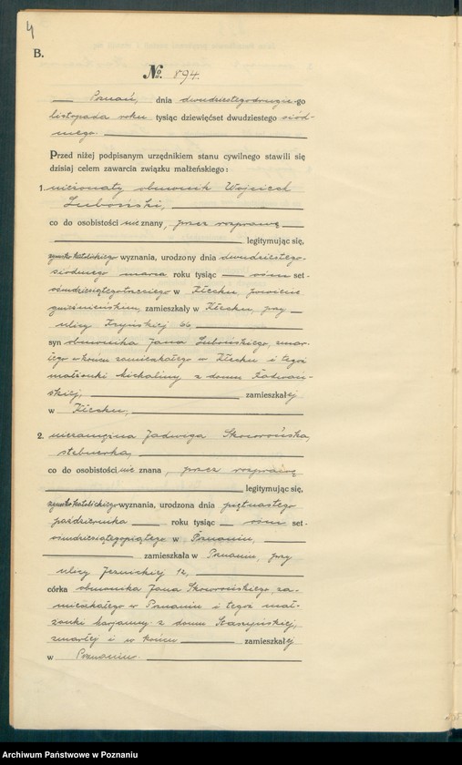 Obraz 6 z jednostki "Księga miejscowa małżeństw tom IV [Rejestr główny małżeństw]"