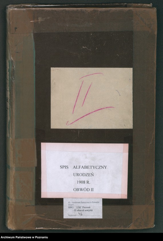 Obraz 2 z jednostki "Spis alfabetyczny urodzeń za 1908"