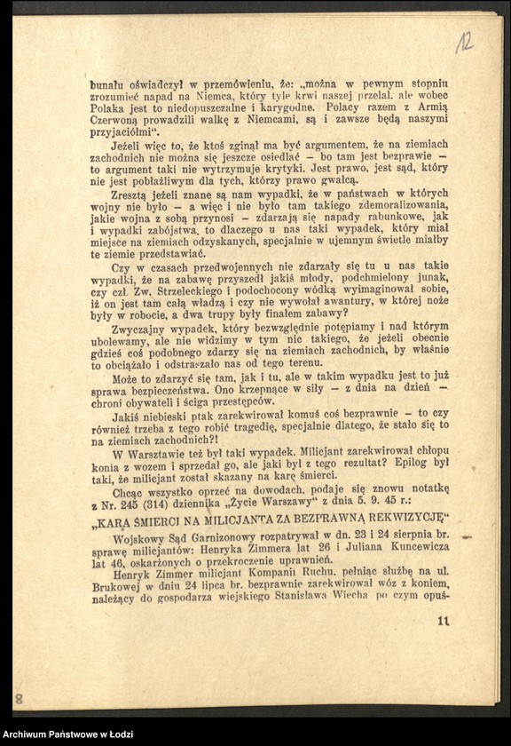 Obraz 13 z jednostki ""Życie Gospodarcze" (dwutygodnik - numer specjalny poświęcony gospodarstwu Ziem Odzyskanych), "Prawda o Ziemiach Zachodnich" -Mirosław Bezłuda"