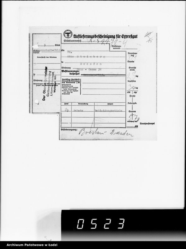 Obraz 18 z jednostki "1. Kassenbelege von nr 1 bis nr 208"
