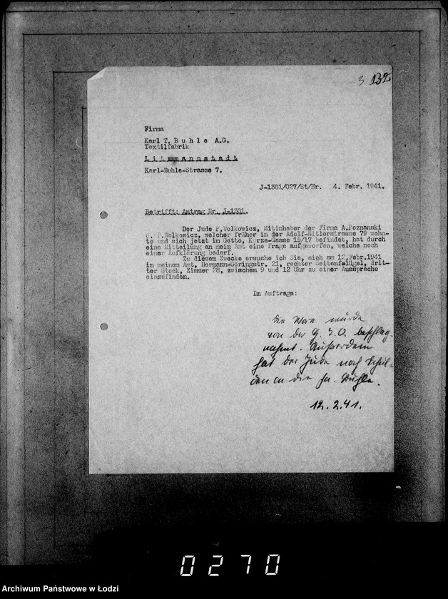 Obraz 7 z jednostki "J[uden] 1301-1320. [Wnioski Żydów z Getta o zwrot należności za towary wzięte na kredyt]"