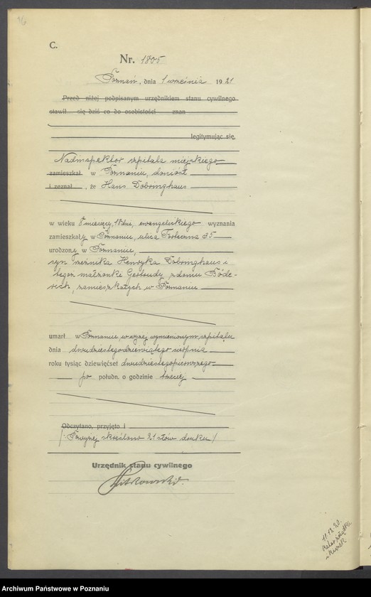 Obraz 18 z jednostki "Księga miejscowa zgonów tom IV [Rejestr główny zgonów]"