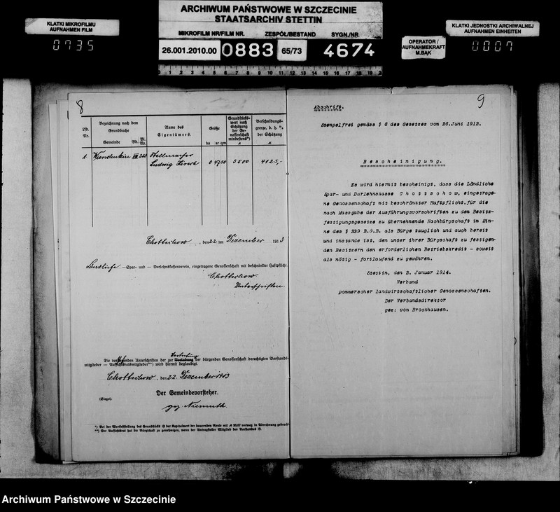 image.from.unit.number "Besitzfestigung des Grundstücks des Stellmachers Ludwig Hirsch in Wierschutzin Kreis Lauenburg"