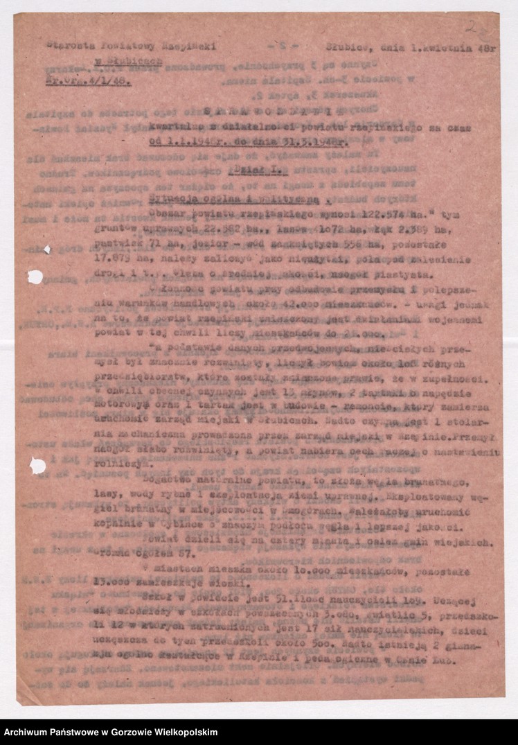 Obraz z jednostki "Sprawozdania z działalności powiatu rzepińskiego za okres od 01.10.1948r. do 31.03.1948r."