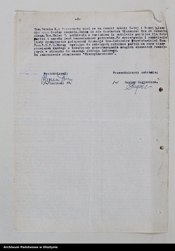 image.from.unit.number "Protokoły zebrań wyborczych /1951/, posiedzeń plenarnych, narad aktywu partyjnego, plany pracy, sprawozdania /1949-1954/ Komitetu Gminnego PZPR"