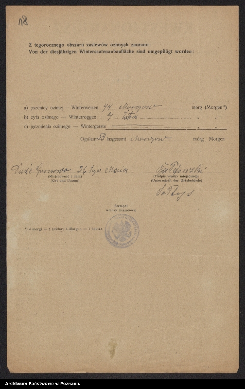 Obraz 20 z jednostki "[Kwestionariusze dotyczące obszaru ozimin zaoranych, powiat gniewski]"