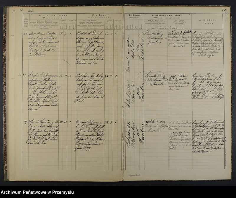 image.from.unit.number "Trauungsbuch des Isr.[aelitischen] Matriken-Bezirkes Jaroslau 1895"