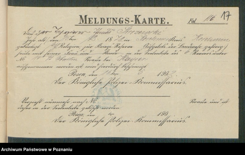 Obraz 19 z jednostki "[Dokumenty dostarczone przez narzeczonych do zawarcia związku małżeńskiego za 1902 rok. Tom IX]"