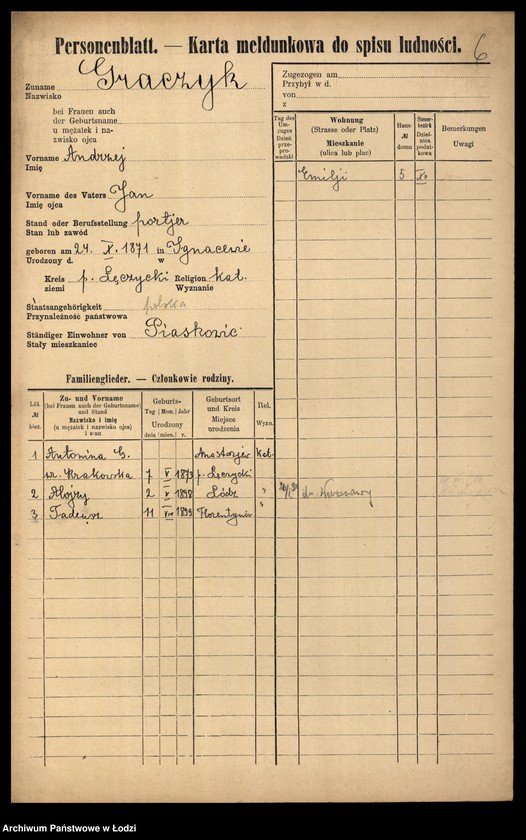 Obraz 8 z jednostki "[Spis ludności Łodzi] Graczyk - Grajlich"