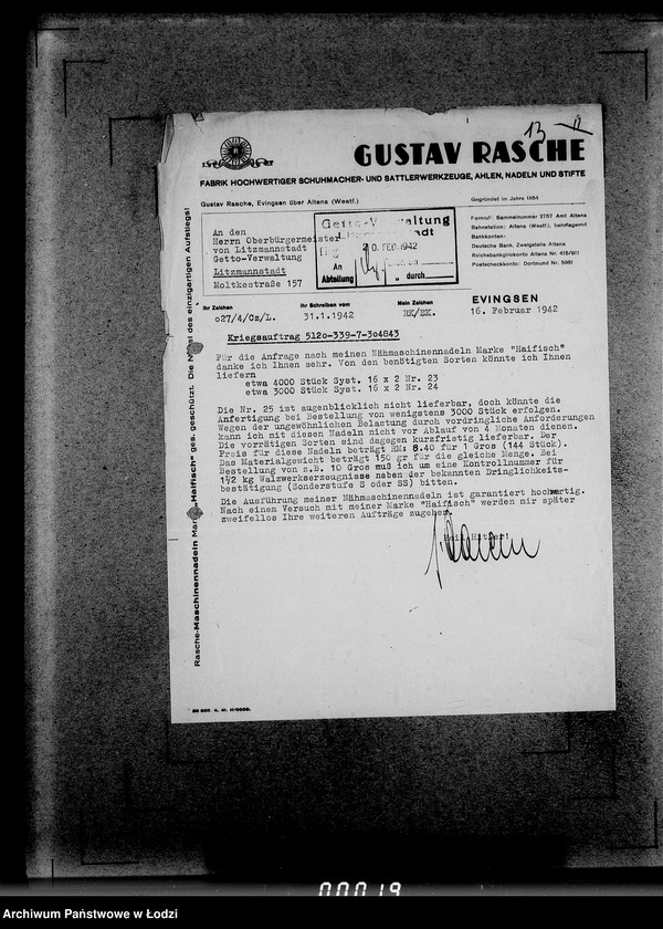 Obraz 17 z jednostki "339 Filztiefel R.[Korespondencja i zamówienia]"