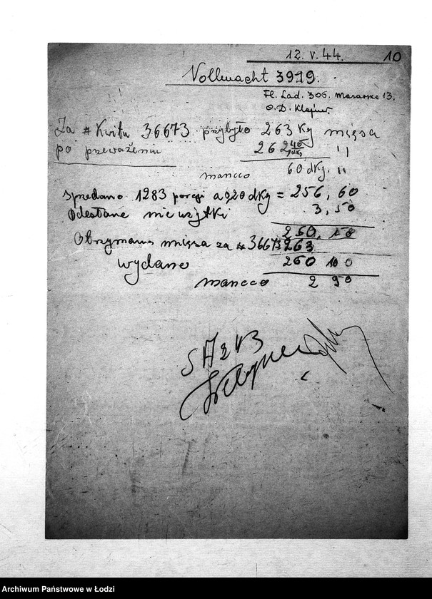 Obraz 13 z jednostki "[Protokoły kontroli przeprowadzonych w masarni nr 306]"