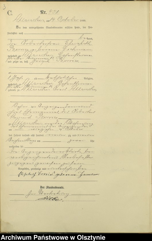 image.from.unit.number "Sterbe-Haupt-Register Tom II,Nr 400 - 529"