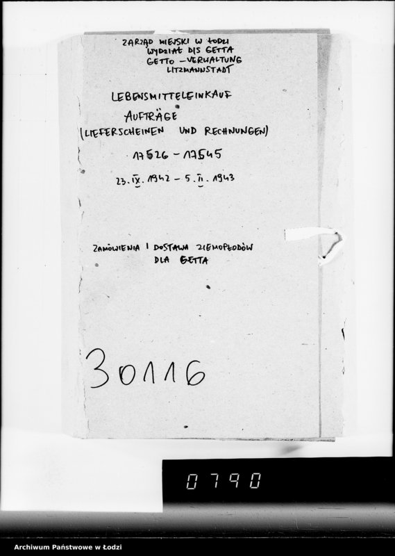 image.from.unit.number "Lebensmitteleinkauf. Aufträge, [Lieferscheinen und Rechnungen] 17526-17545. [Zamówienia i dostawa ziemiopłodów do Getta]"