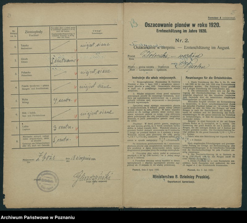 Obraz 15 z jednostki "[Oszacowanie plonów w powiecie złotowskim w roku 1920"