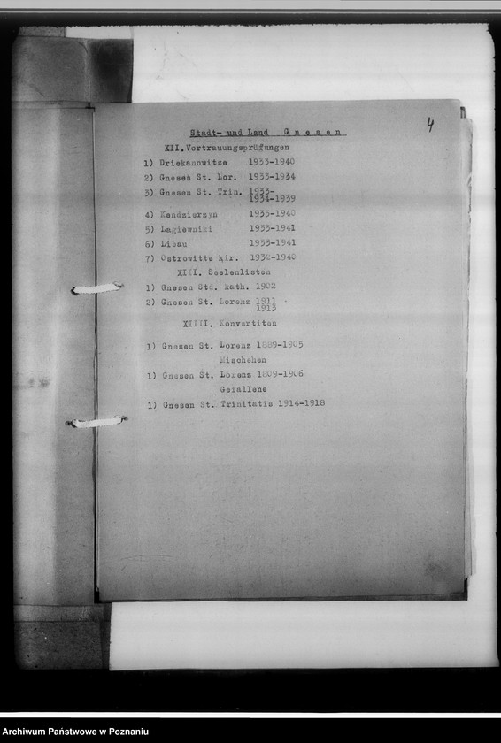 image.from.unit.number "Kreissippenamt Gnesen [Gniezno] - Stadt und Land [wykaz ksiąg kościelnych parafii ewangelickich, katolickich, duplikatów aktów stanu cywilnego, zapowiedzi osób wyznania katolickiego i mojżeszowego, ksiąg meldunkowych, konwertytów i innych]"