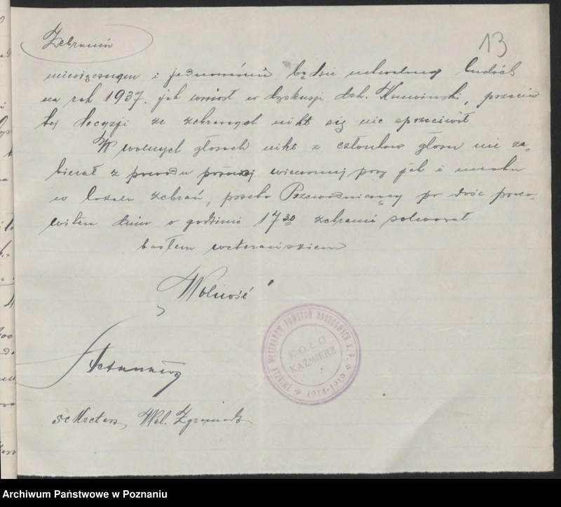 Obraz 17 z jednostki "Kaźmierz, powiat Szamotuły - akta koła."