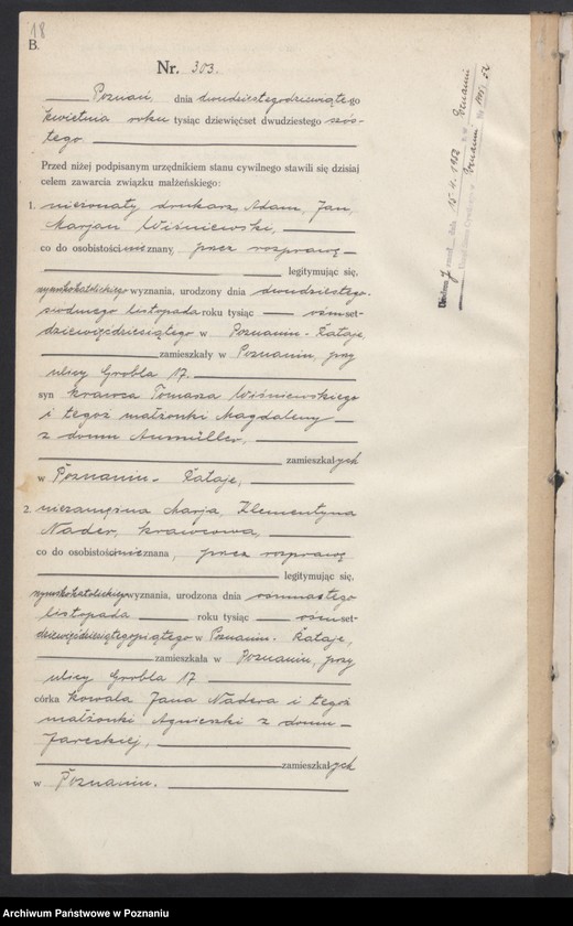 Obraz 20 z jednostki "Księga miejscowa małżeństw tom II [Rejestr główny małżeństw]"