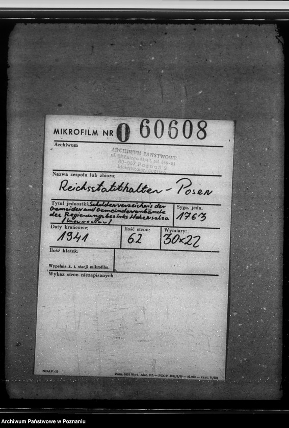 Obraz 2 z jednostki "Schuldenverzeichnis der Gemeingen und Gemeindeverbände des Regierungsbezirks Hohensalza (Inowrocław)"