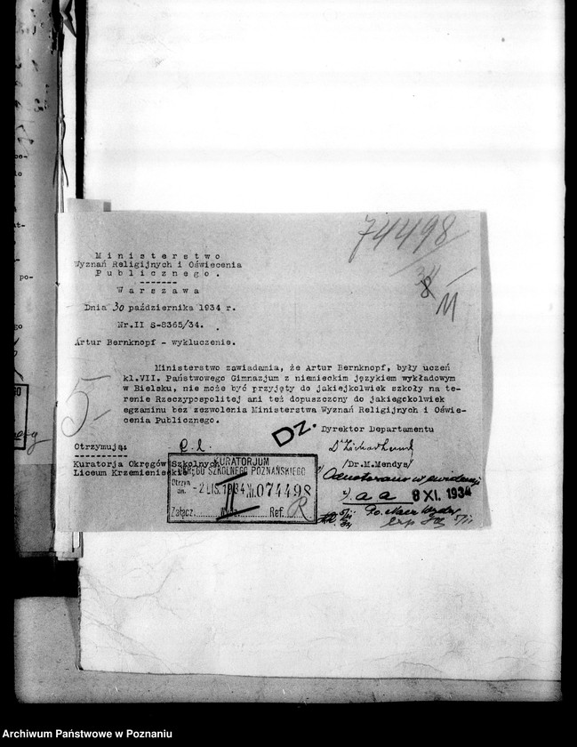 Obraz 15 z jednostki "Czarna lista - osób, których nie należy przyjmować do służby lub dopuszczać do egzaminów do szkół"