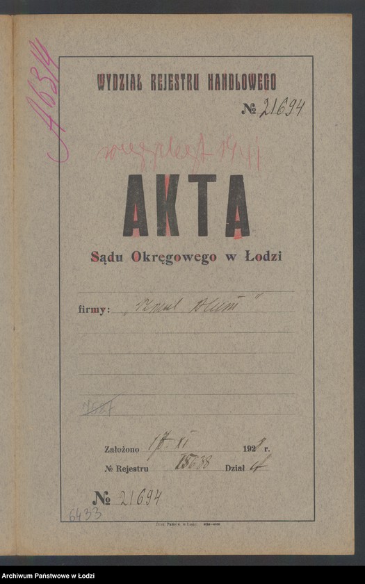 Obraz 2 z jednostki "Szmul Blum – sprzedaż resztek manufaktury wełnianej i bawełnianej"