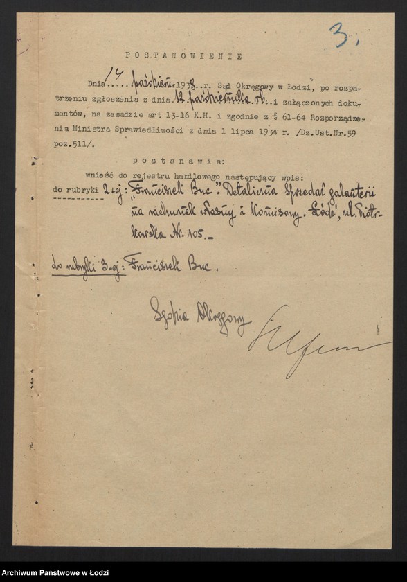 Obraz 5 z jednostki "Franciszek Buc- detaliczna sprzedaż galanterii na rachunek własny i komisowy"