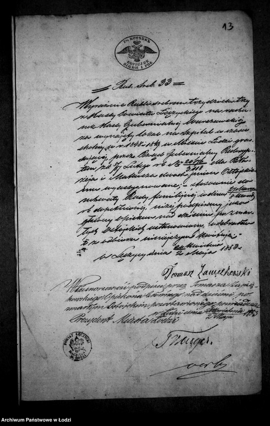 image.from.unit.number "Akta tyczące się ustanowienia opieki nad nieletnimi po zmarłych małżonkach Ostojskich"