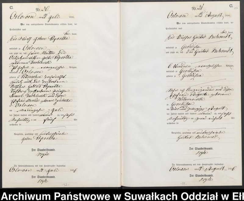 image.from.unit.number "Sterbe-Neben-Register des Preussischen Standes-Amtes Orlowen Kreis Loetzen"
