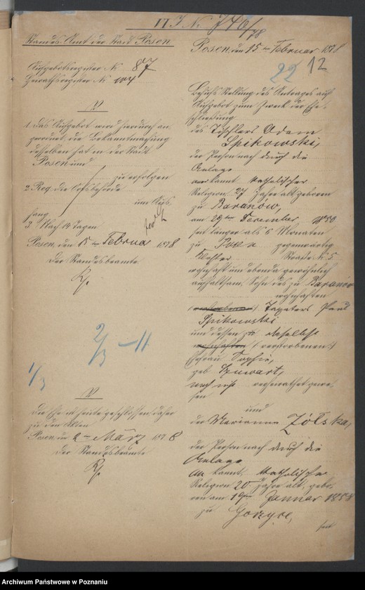 Obraz 13 z jednostki "Die von den Verlobten beigebrachten Urkunden zur Eheschliessung pro 1878"