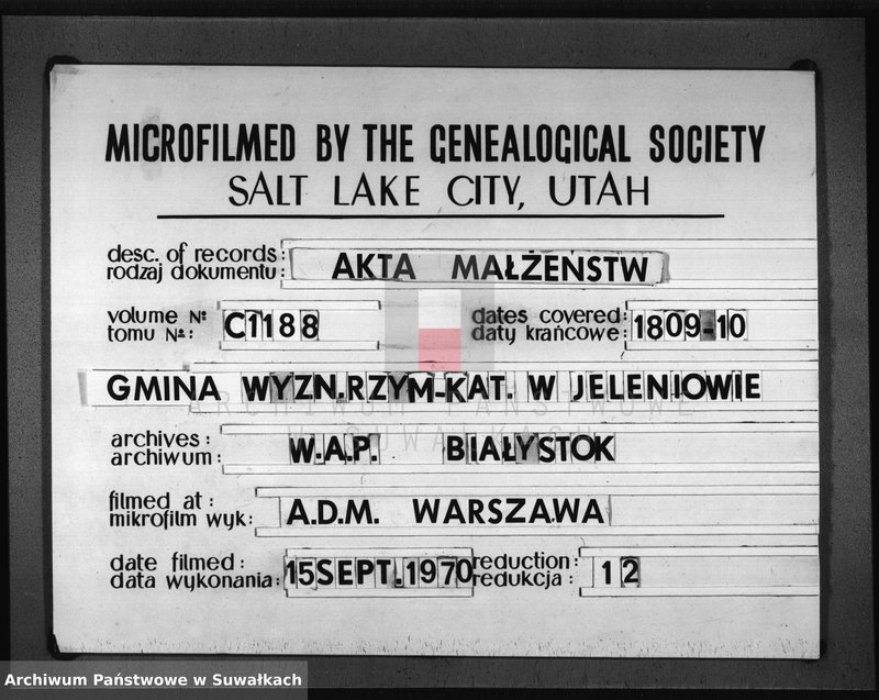 image.from.unit.number "Akta Małżeństwa Gminy Jeleniewskiey Na Rok 1809/10 od 1-o Maja"