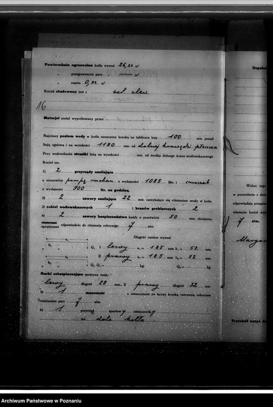 Obraz 20 z jednostki "Młyn parowy J. Grossa w Margoninie pow. Chodzieski /nadzór nad kotłem parowym nr fabr. 12618, woj. 5943/"