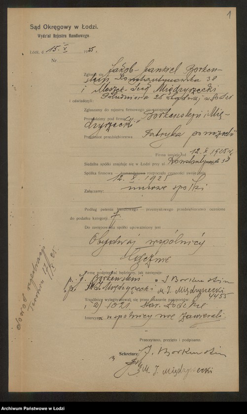 Obraz 3 z jednostki "Jakób Jankel Borkenstein i Moszek Icek Międzyrzecki- fabryka pończoch"