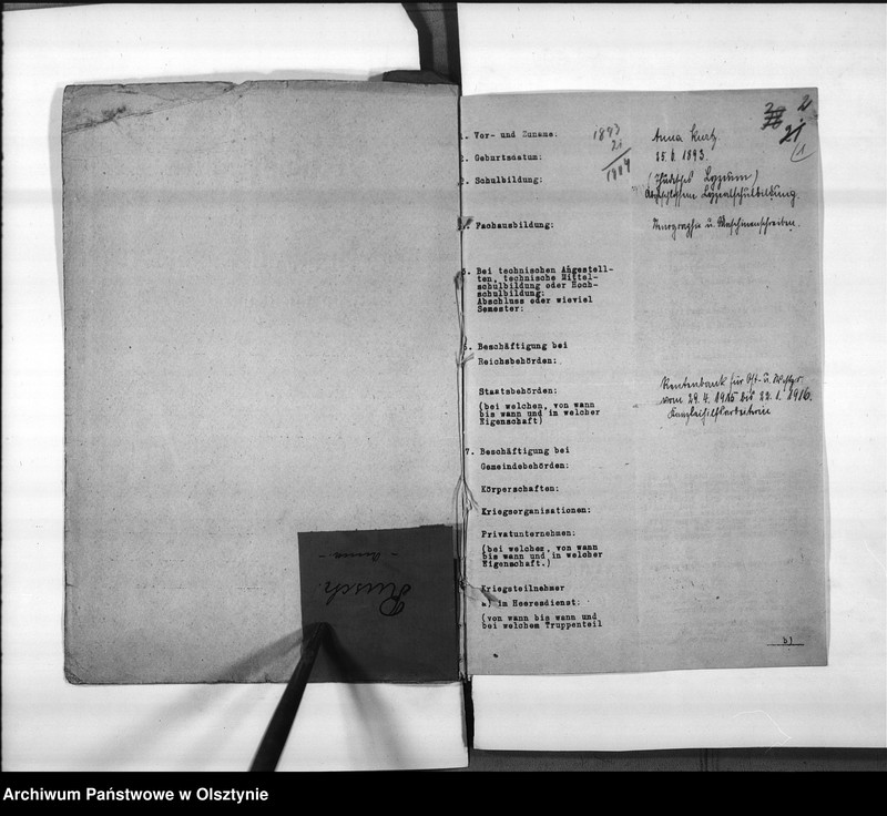 image.from.unit.number "Kanzleihilfsarbeiter Anna Rusch geb.[orene] Kurtz"