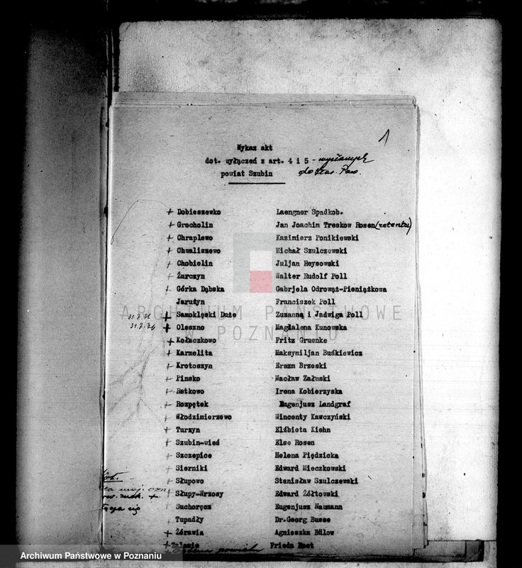 Obraz 5 z jednostki "Wyłączenie z art.4 i 5 ustawy o reformie rolnej powiatu szubińskiego sprawy ogólne"