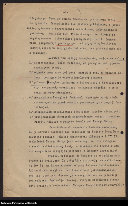 image.from.unit.number "Budżety i sprawy majątkowe żydowskiej gminy wyznaniowej w Bodzentynie pow. Kielce"