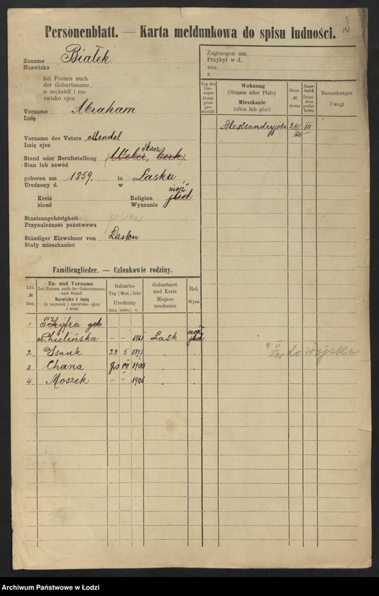 Obraz 4 z jednostki "[Spis ludności Łodzi] Białek - Bibelszön"